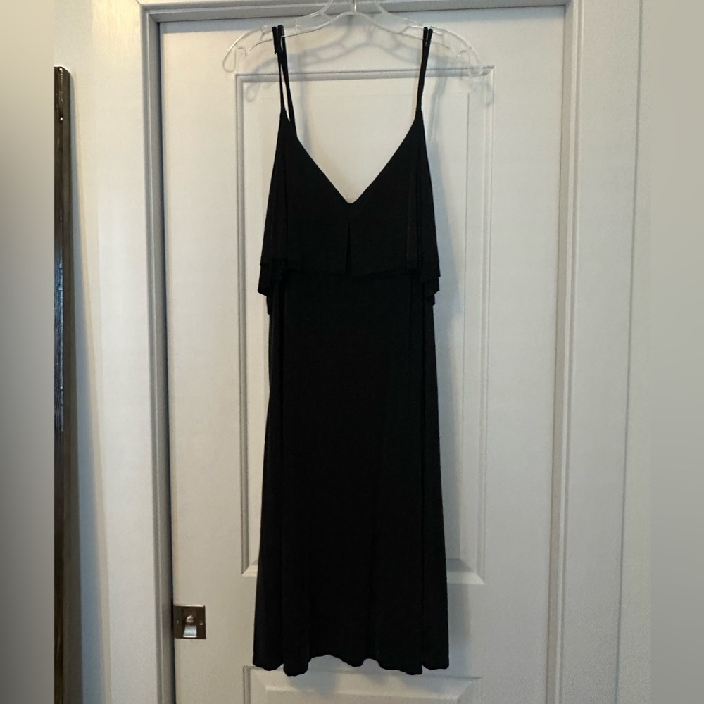 Anthropologie Black Slip Mini Dress with Spaghetti Straps